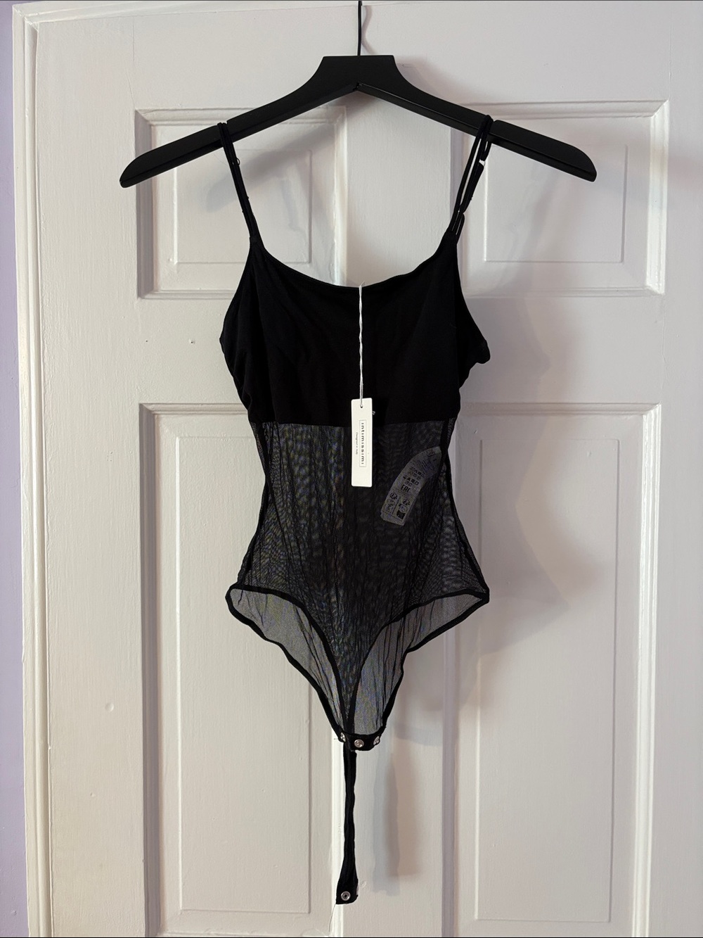 Initimissimi - Black Sheer Mesh Bodysuit with Adjustable Straps